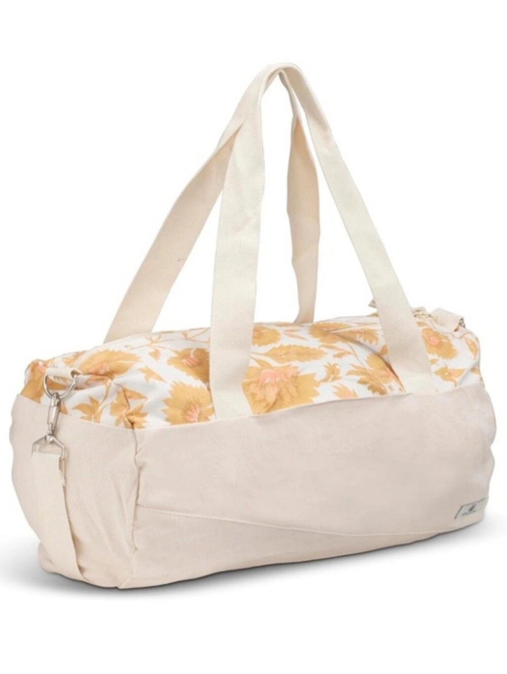 Volcom Schoolyard Canvas Duffle Travel Tote Bag Dust Gold Floral NWT